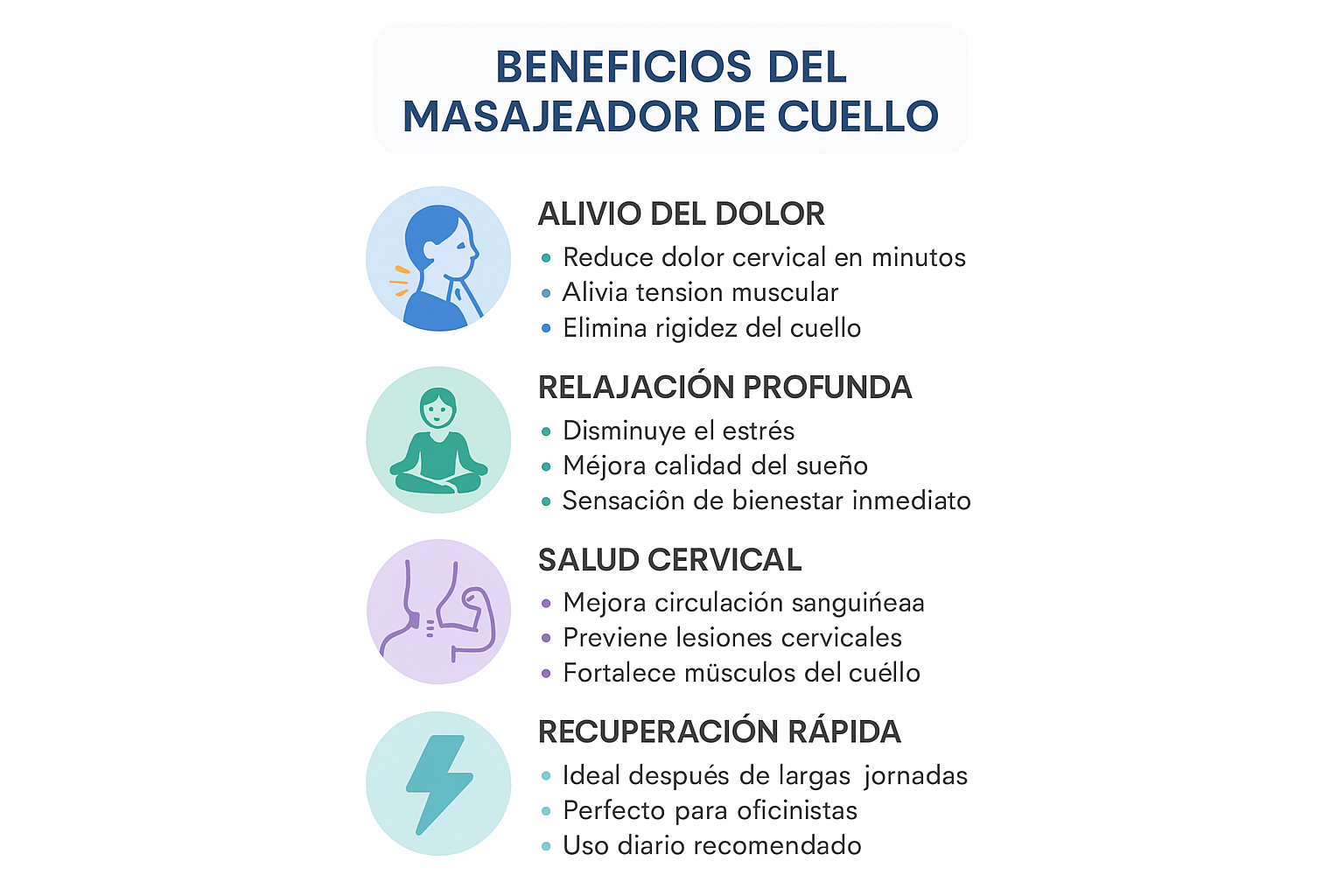 Infografía Beneficios Masajeador de Cuello